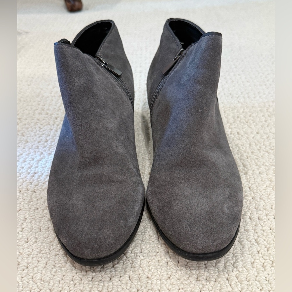 Crown Vintage Gray Suede V-Cut Ankle Booties